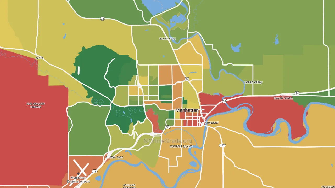 Manhattan, KS Map of Assault Rates