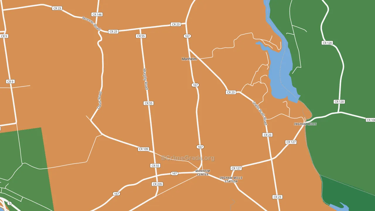Manheim Center, NY Map of Assault Rates