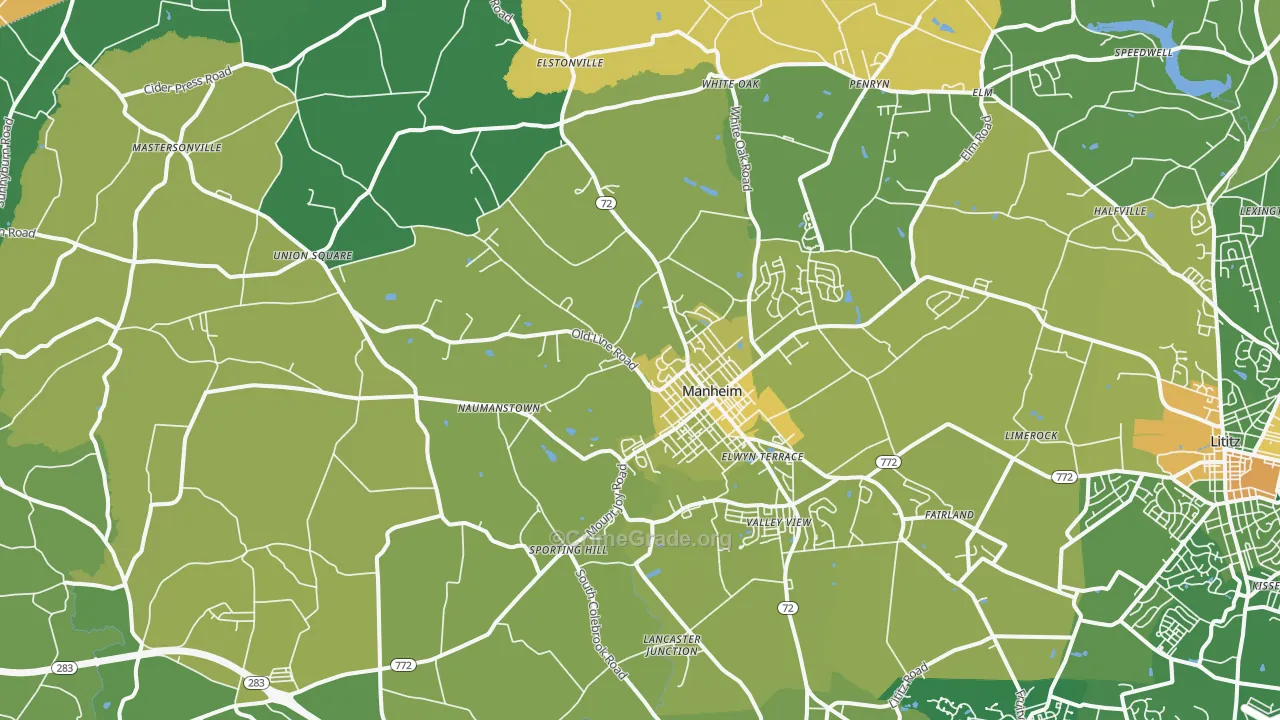Manheim, PA Map of Assault Rates