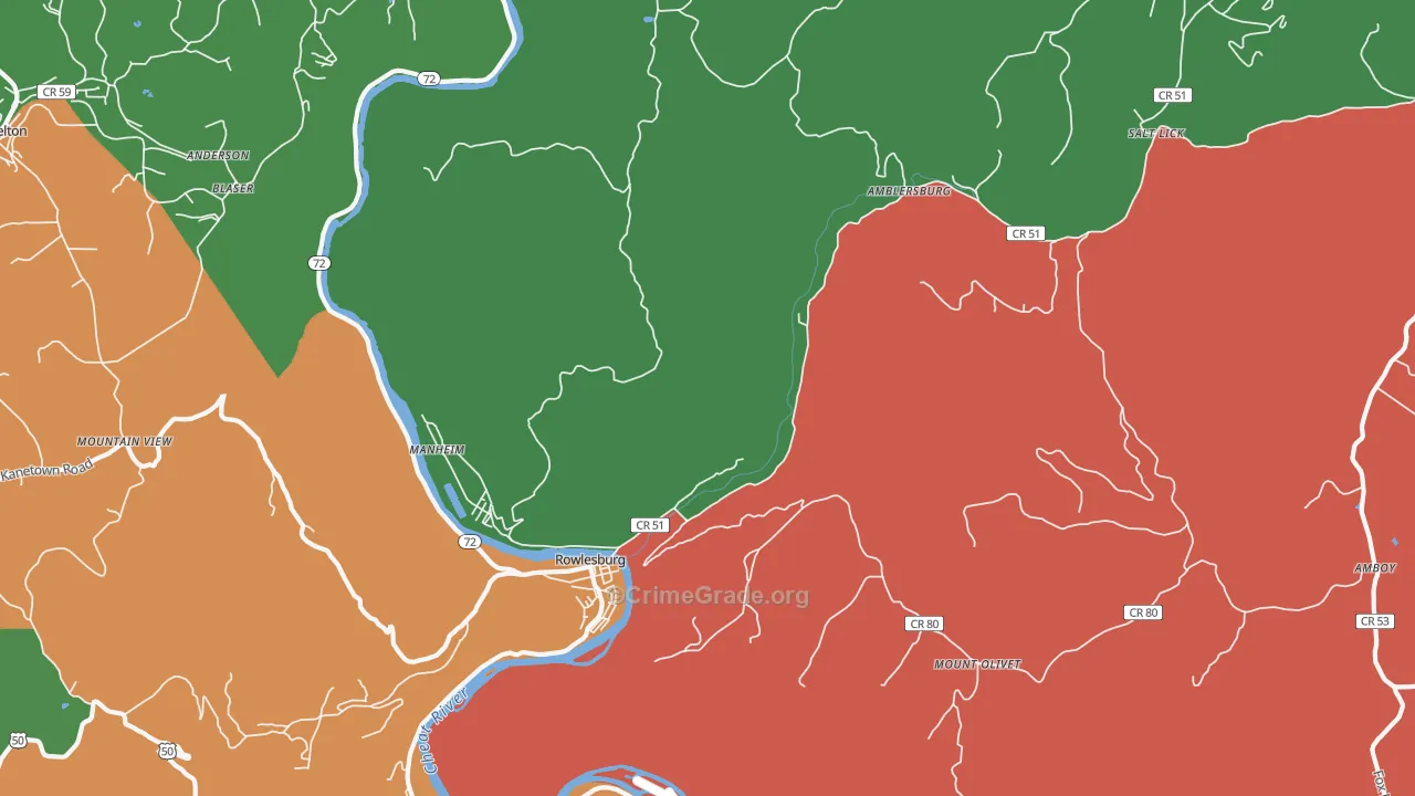 Manheim, WV Map of Assault Rates