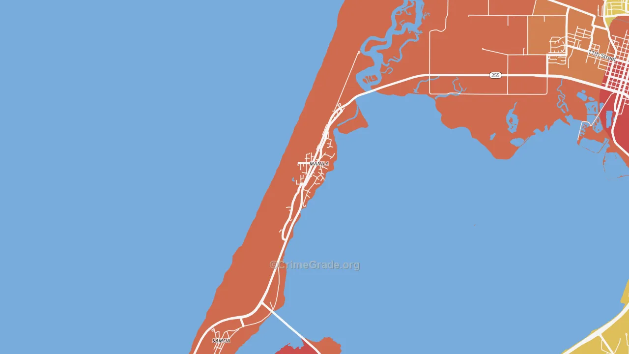 Manila, CA Map of Assault Rates