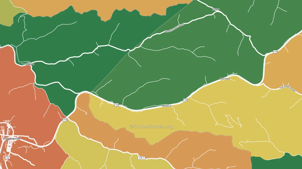 Manila, WV Map of Assault Rates