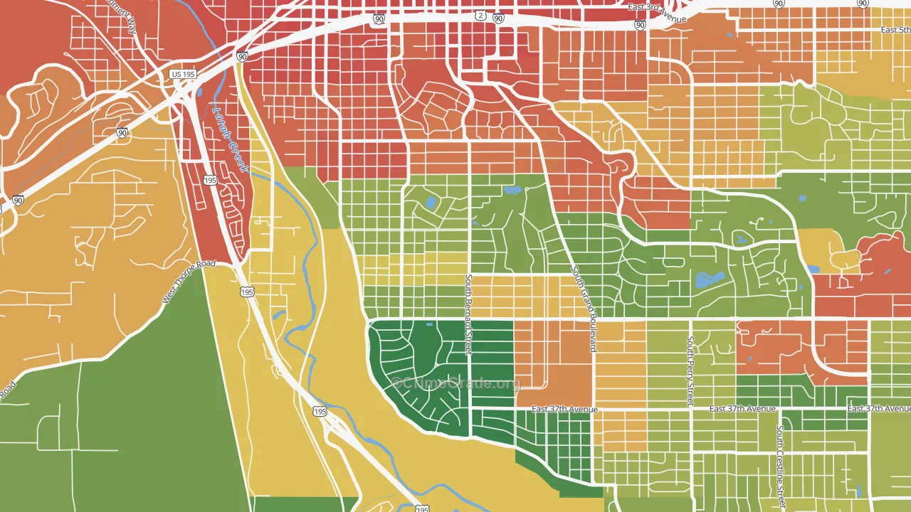 Manitocannon Hill, Spokane, WA Map of Assault Rates