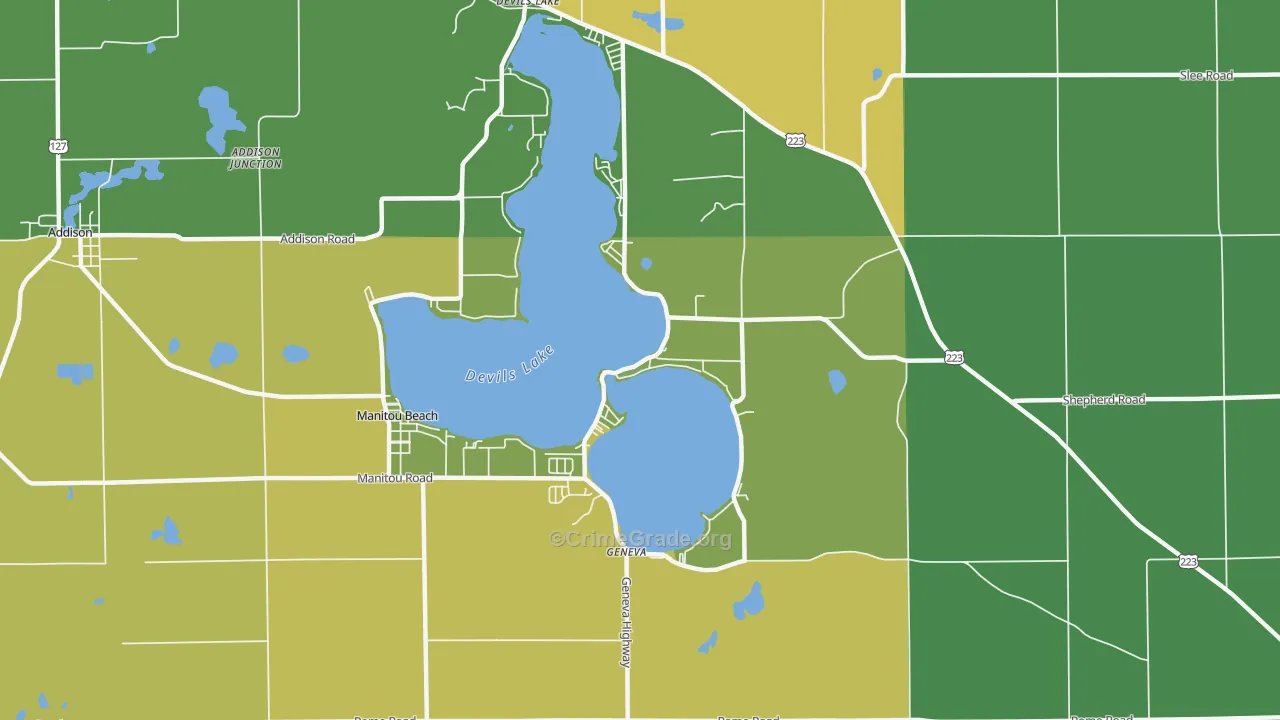 Manitou Beach, MI Map of Assault Rates