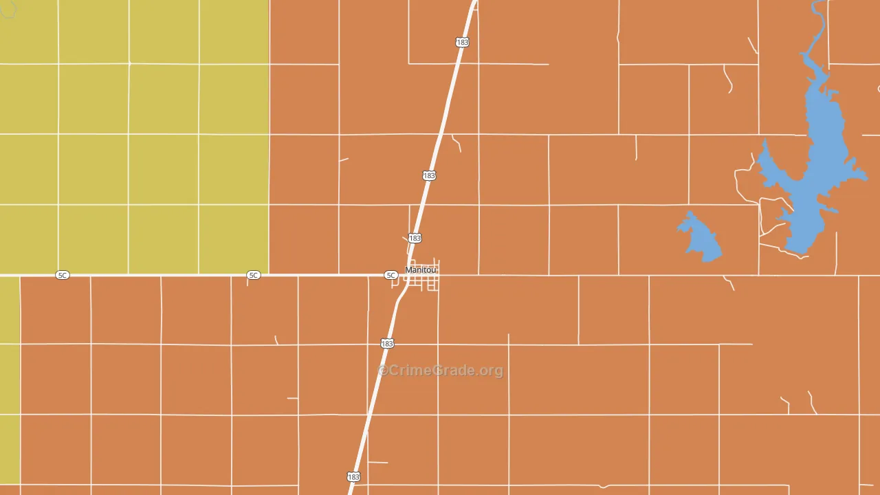 Manitou, OK Map of Assault Rates