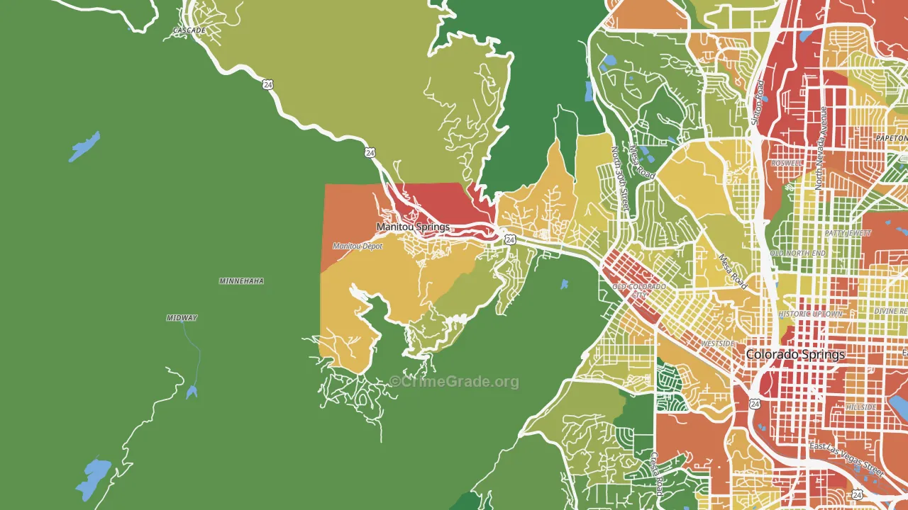 Manitou Springs, CO Map of Assault Rates