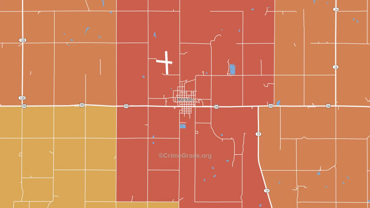 Mankato, KS Map of Assault Rates