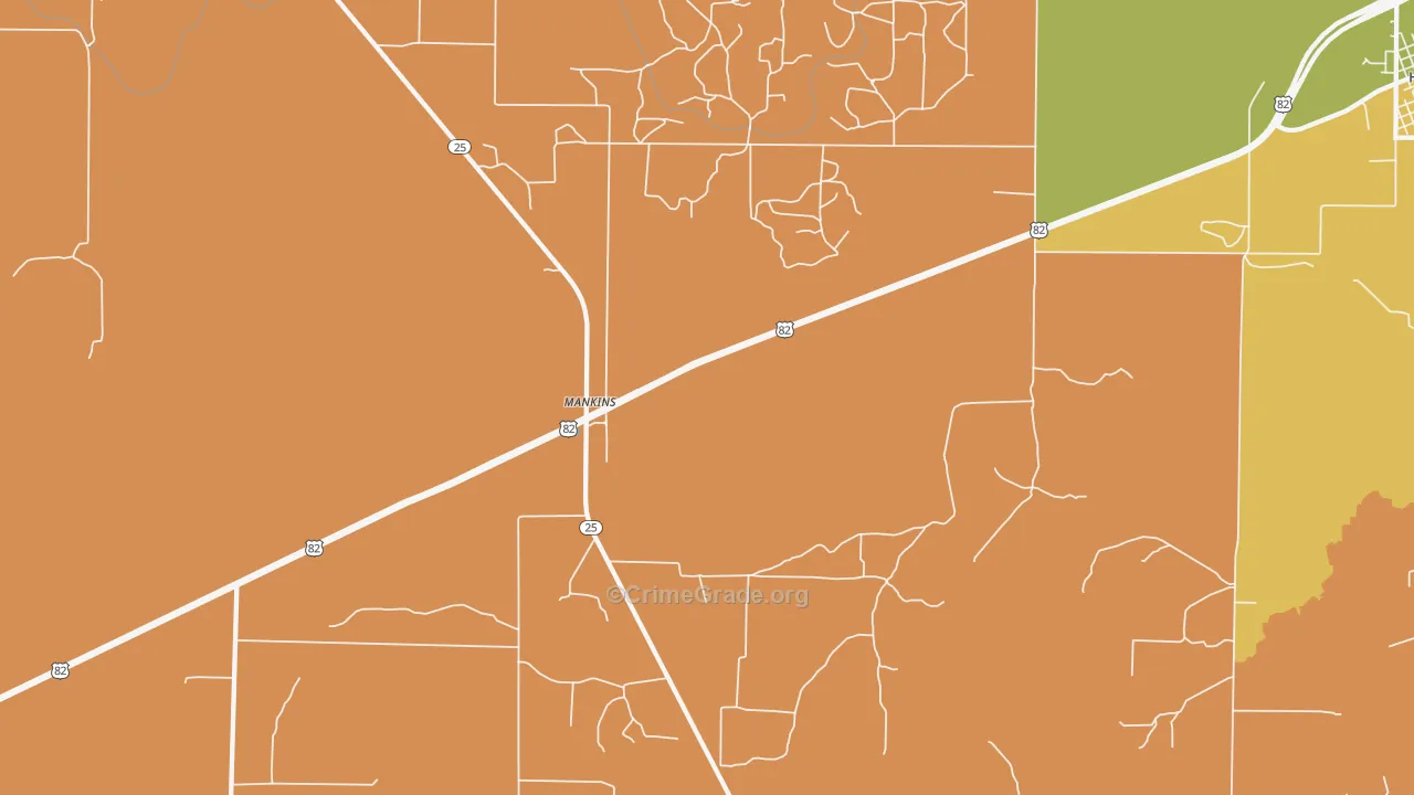 Mankins, TX Map of Assault Rates