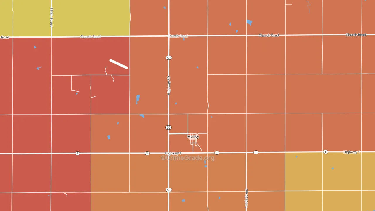 Manley, NE Map of Assault Rates