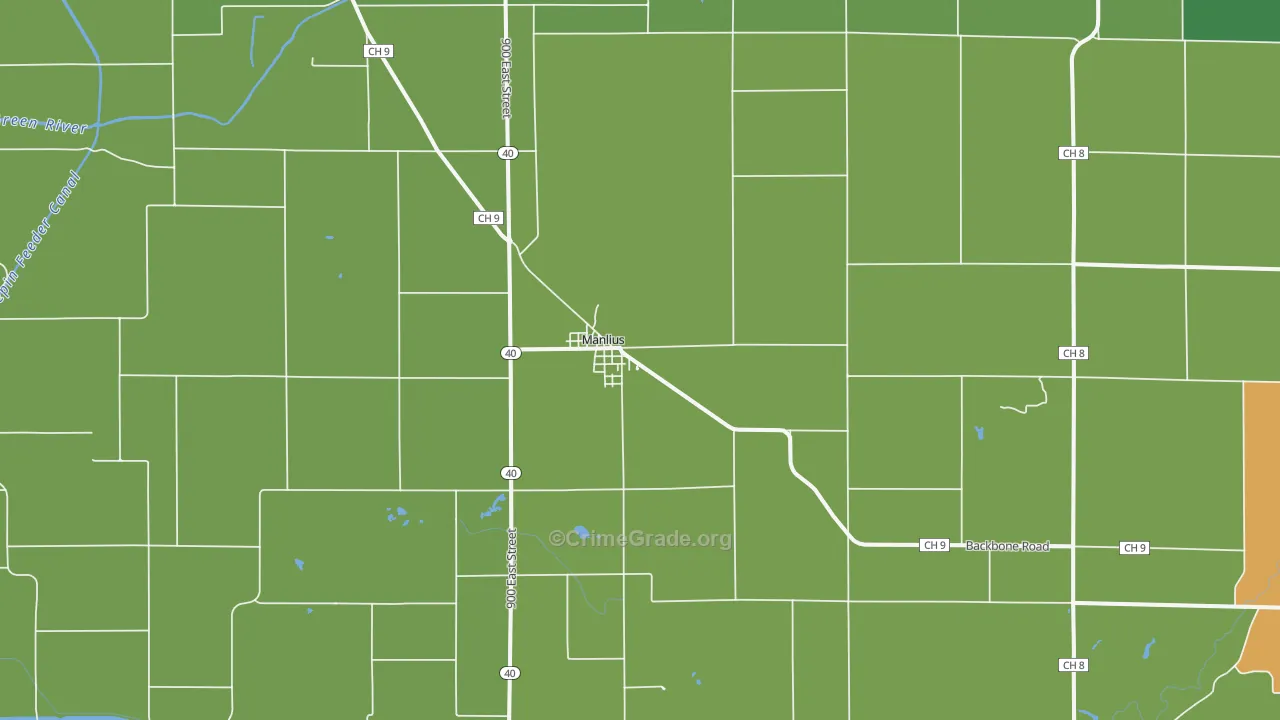 Manlius, IL Map of Assault Rates