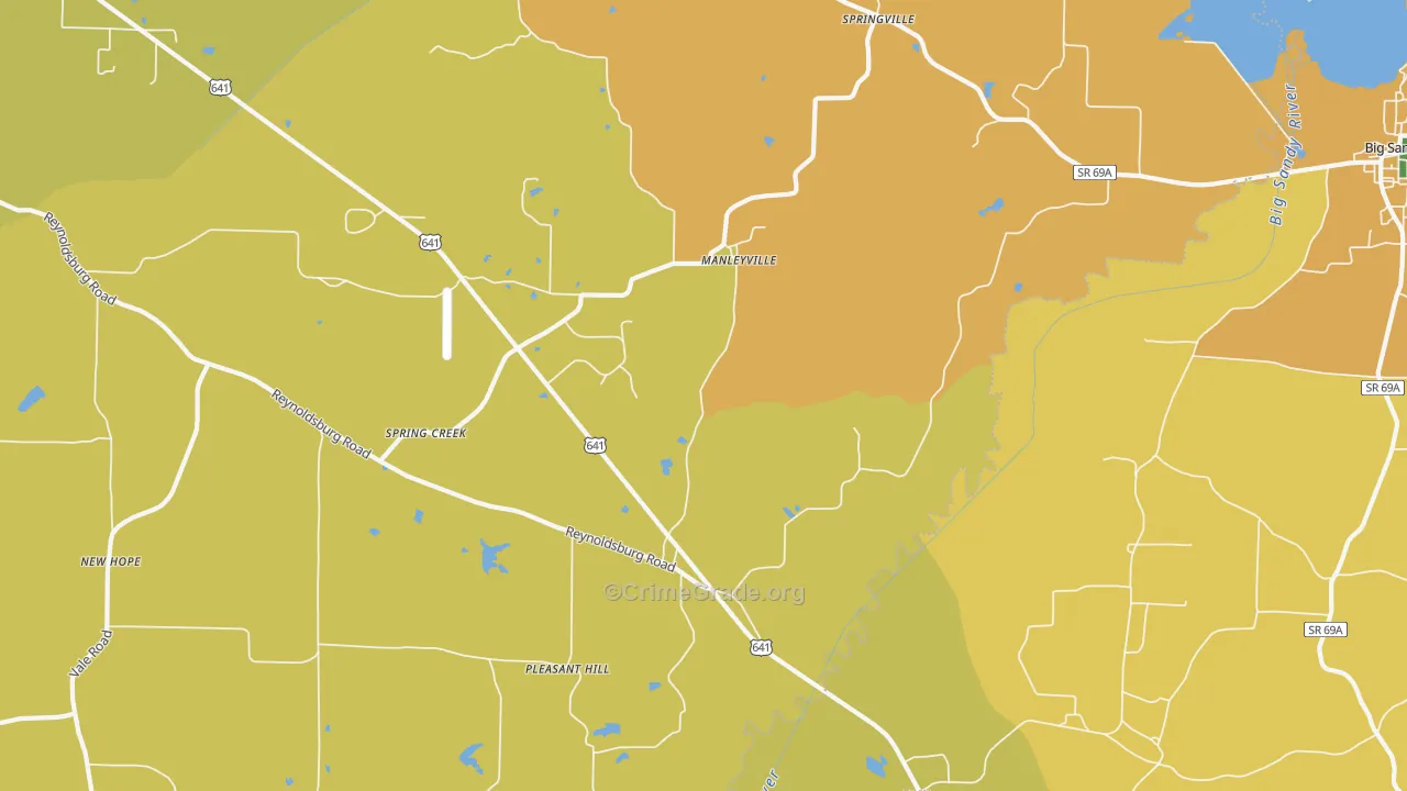 Manlyville, TN Map of Assault Rates
