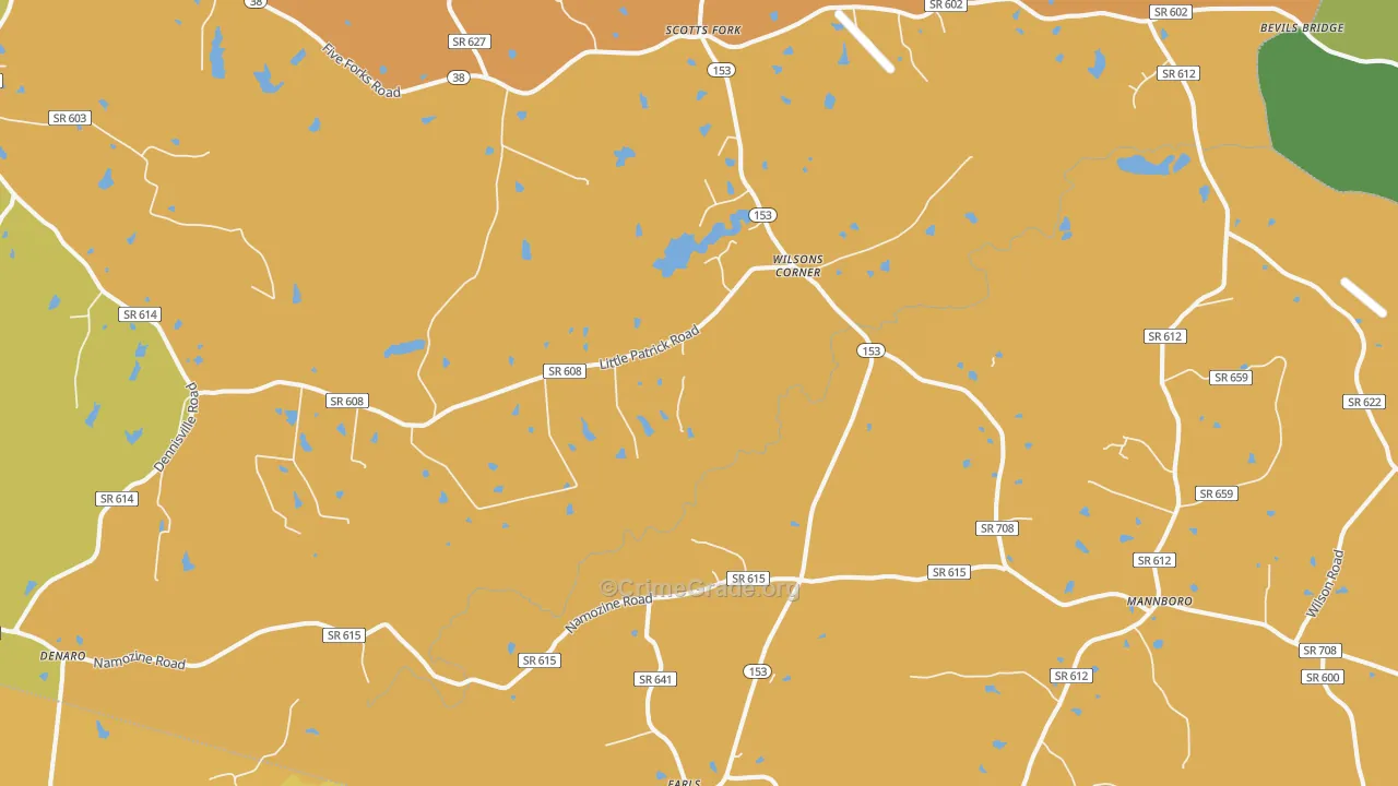 Mannboro, VA Map of Assault Rates