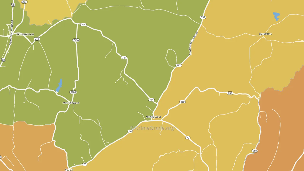 Mannsville, KY Map of Assault Rates