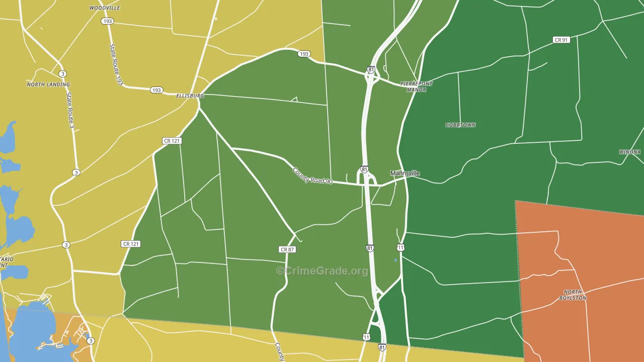 Mannsville, NY Map of Assault Rates