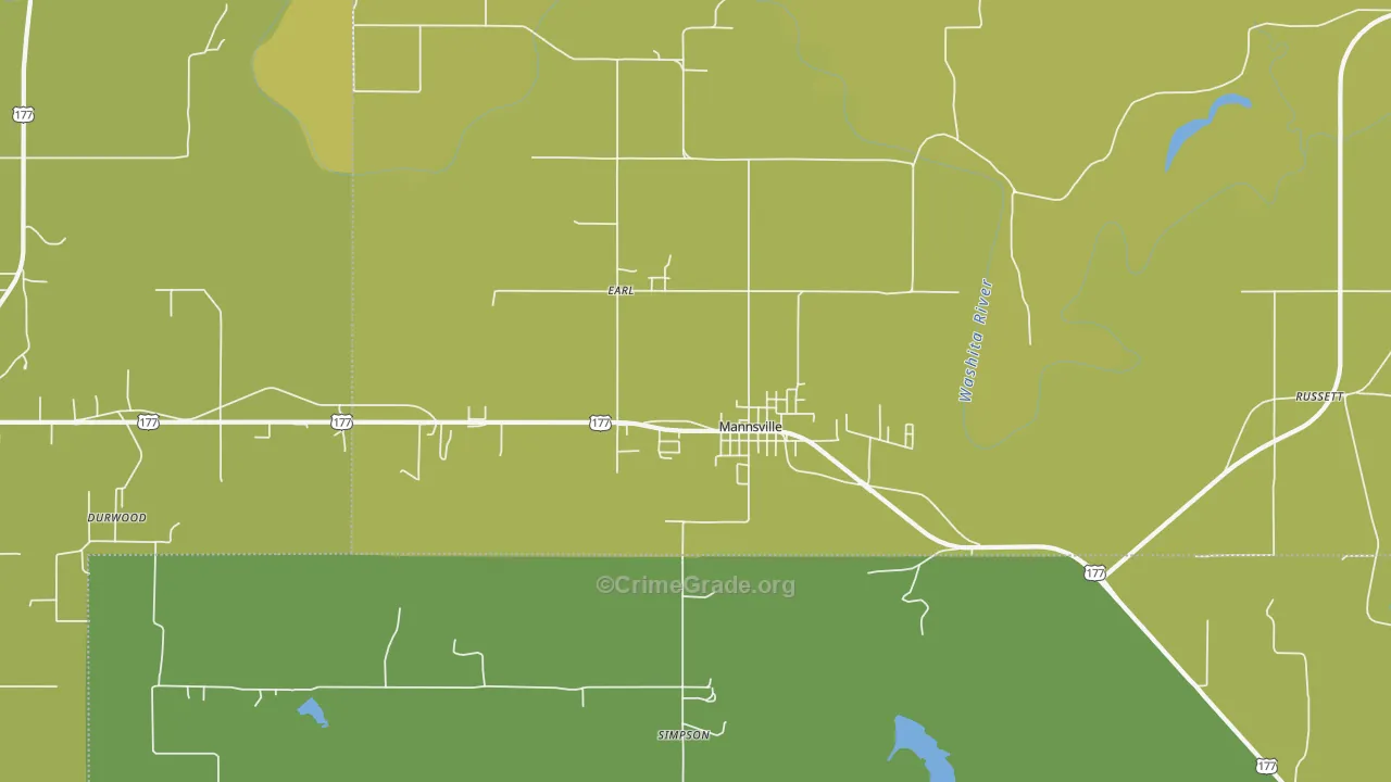 Mannsville, OK Map of Assault Rates