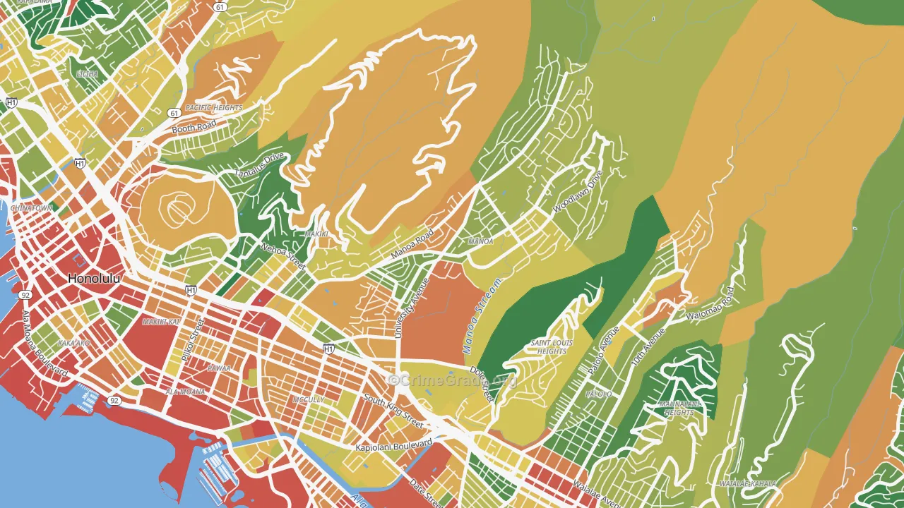 Manoa, Honolulu, HI Map of Assault Rates