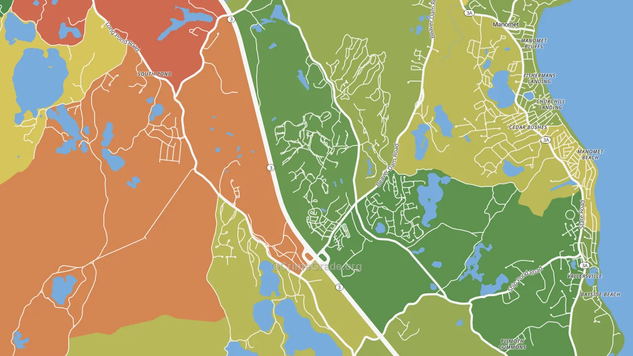 Manomet, MA Map of Assault Rates