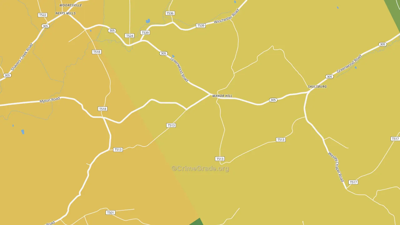 Manor Hill, PA Map of Assault Rates