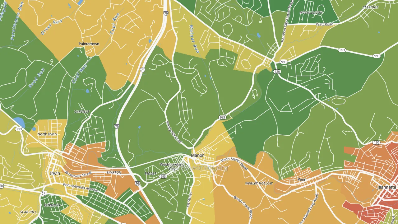 Manor, PA Map of Assault Rates