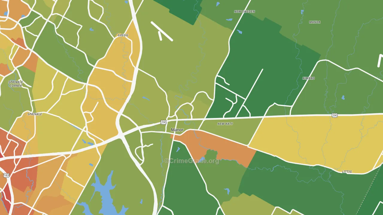 Manor, TX Map of Assault Rates