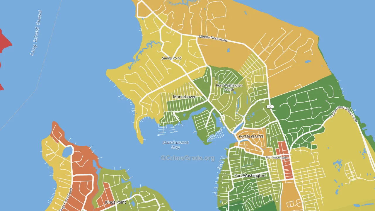 Manorhaven, NY Map of Assault Rates