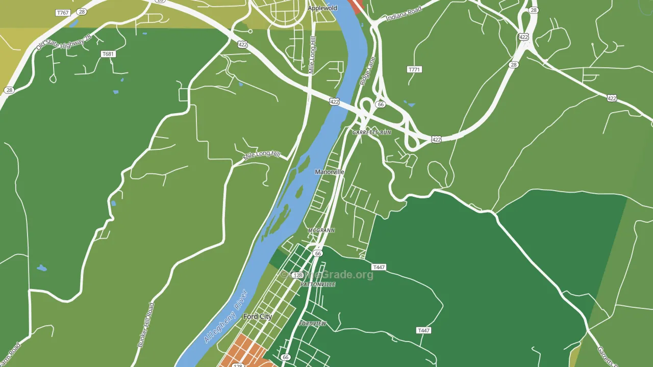 Manorville, PA Map of Assault Rates