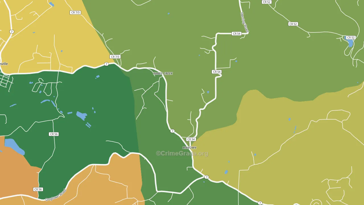 Manown, WV Map of Assault Rates