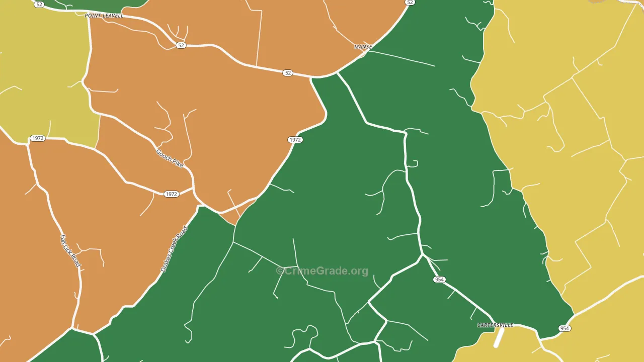 Manse, KY Map of Assault Rates