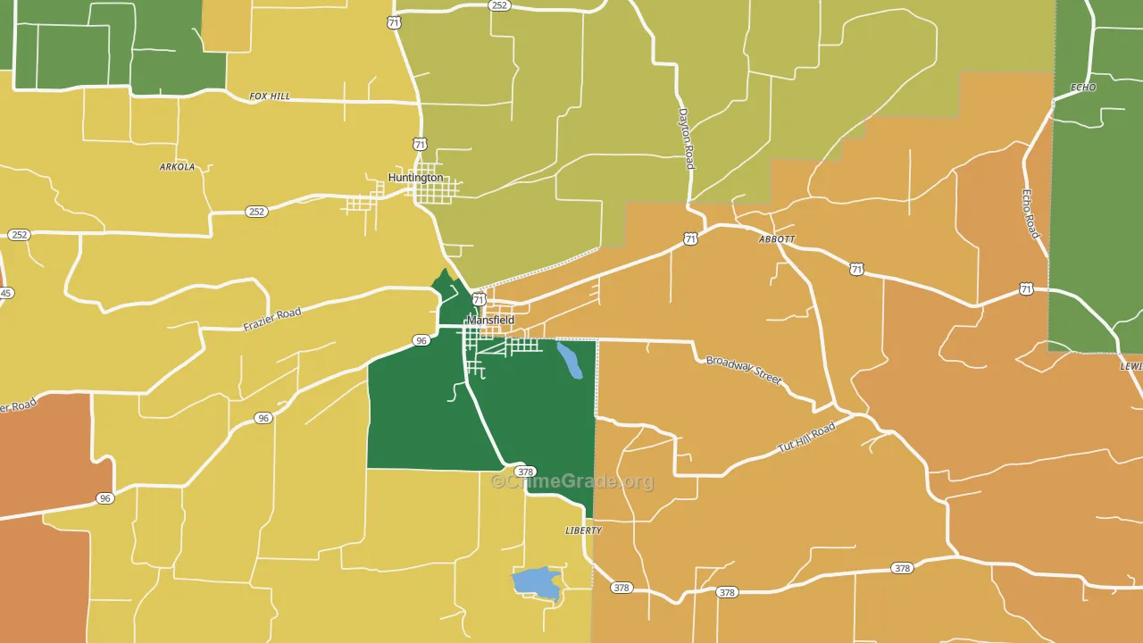 Mansfield, AR Map of Assault Rates
