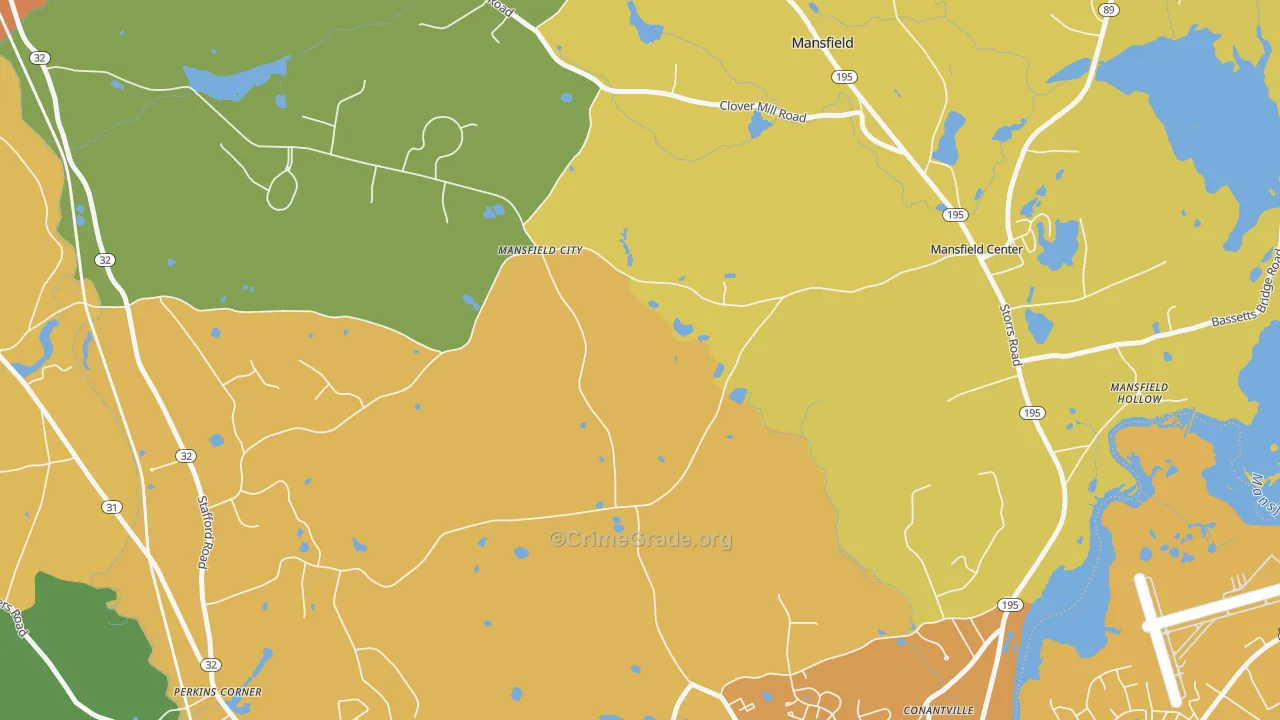 Mansfield City, CT Map of Assault Rates