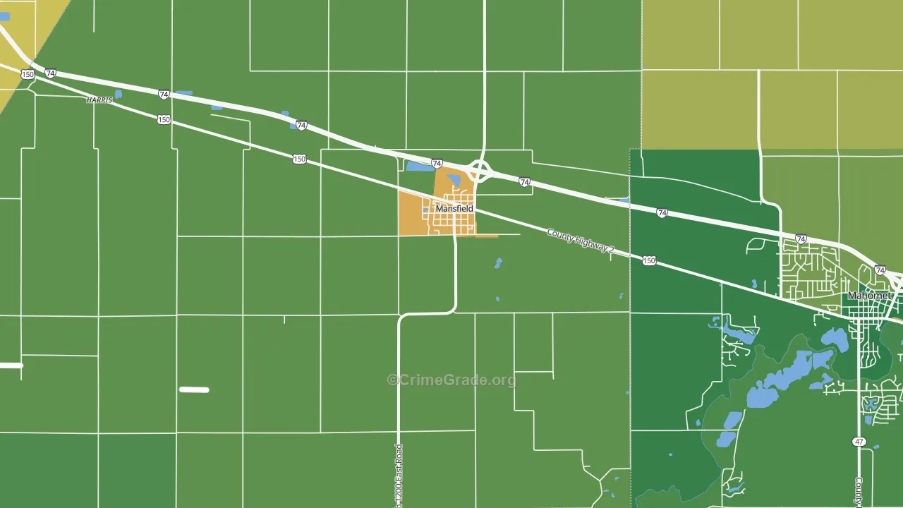 Mansfield, IL Map of Assault Rates