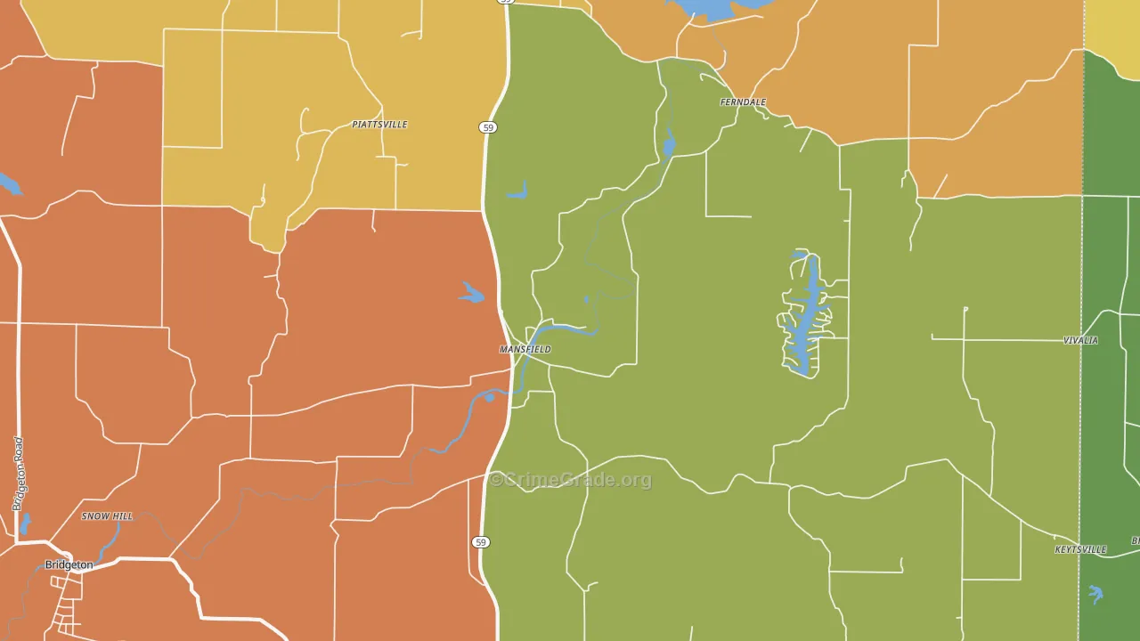 Mansfield, IN Map of Assault Rates