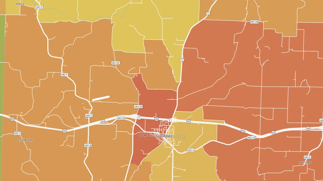 Mansfield, MO Map of Assault Rates