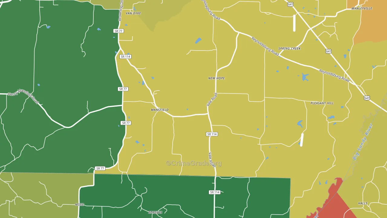Mansfield, TN Map of Assault Rates