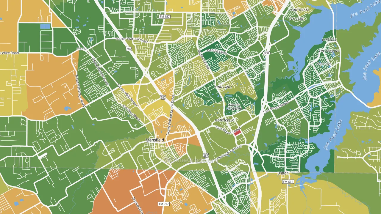 Mansfield, TX Map of Assault Rates