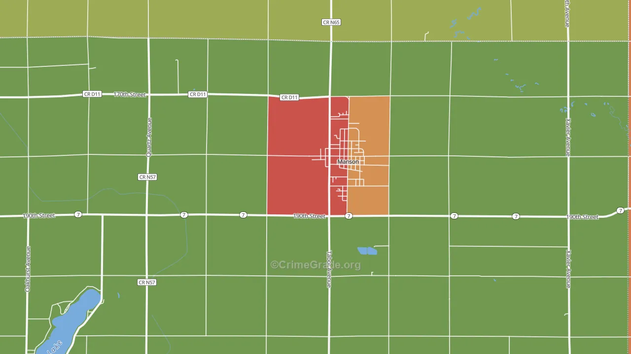 Manson, IA Map of Assault Rates