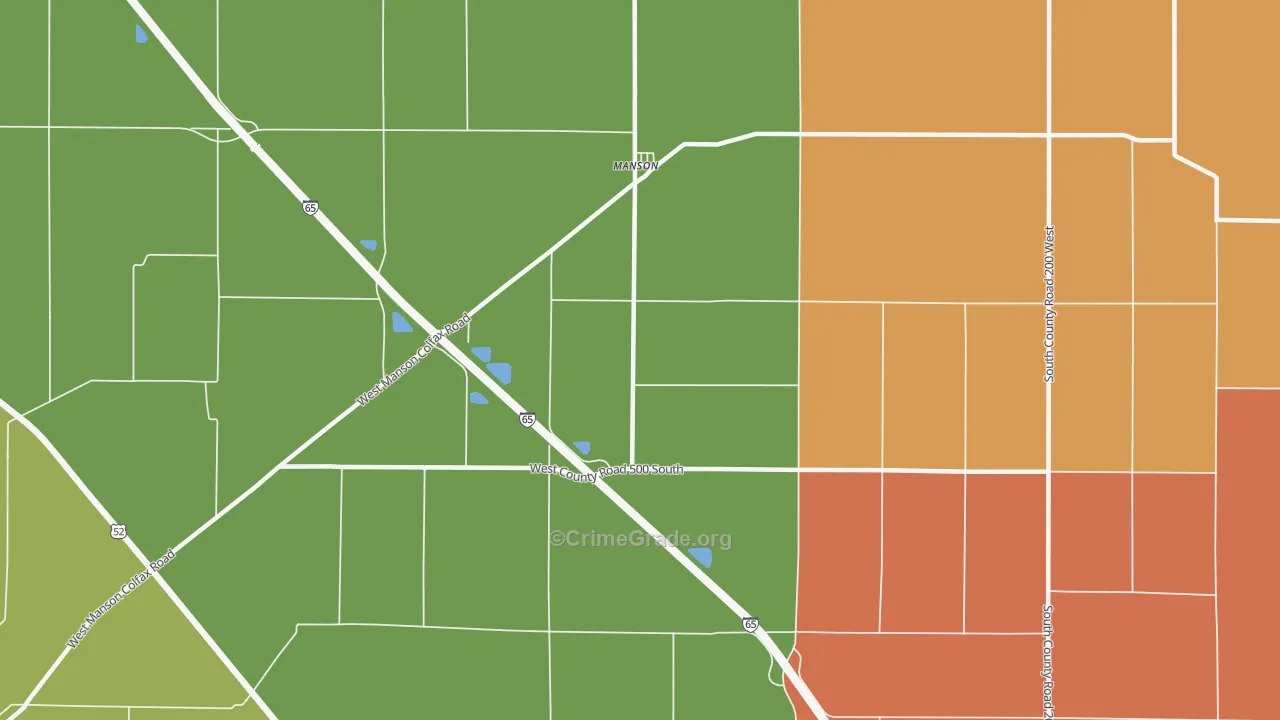 Manson, IN Map of Assault Rates