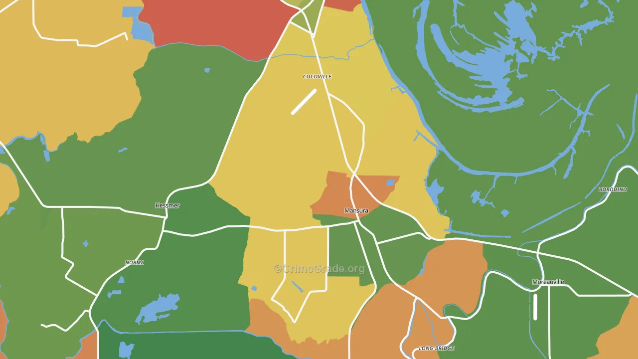 Mansura, LA Map of Assault Rates