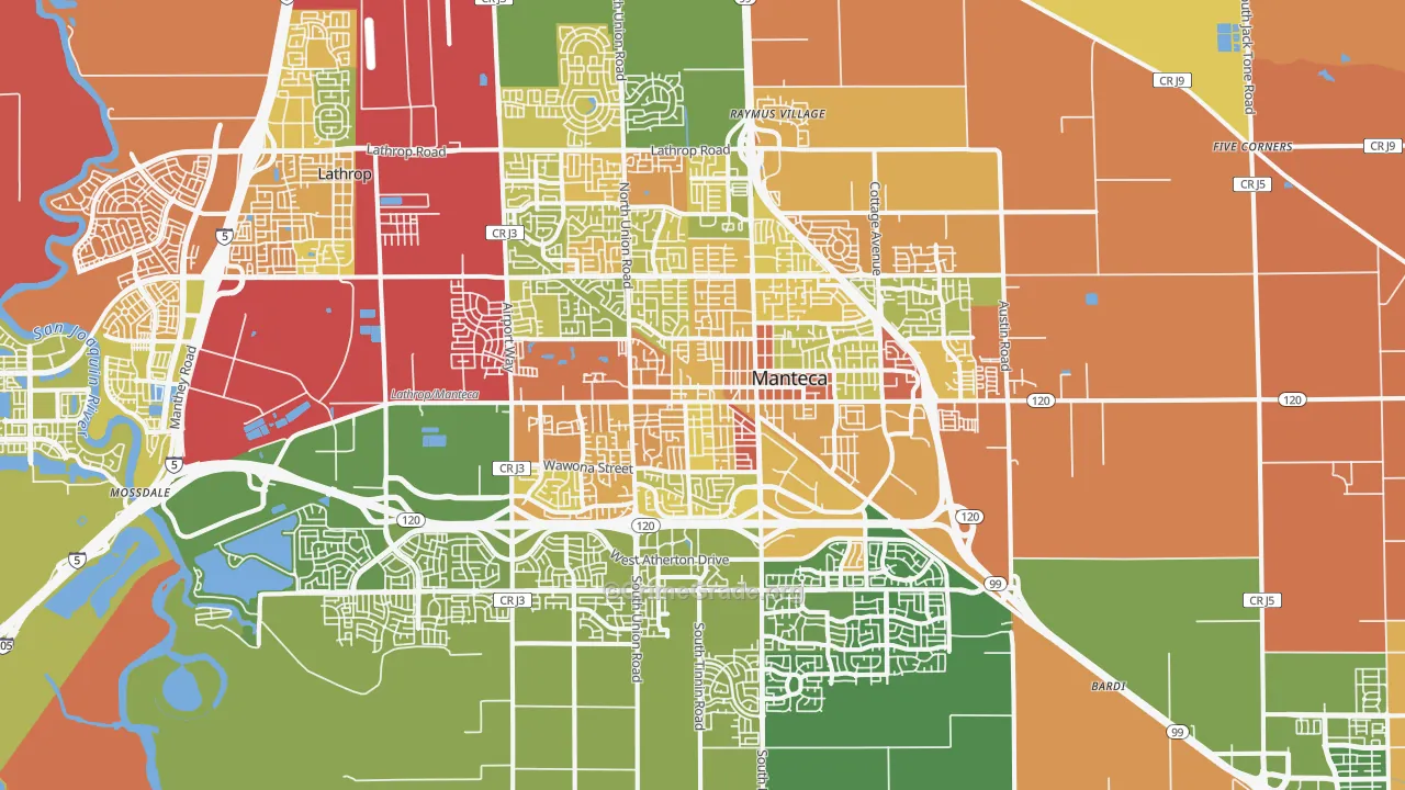 Manteca, CA Map of Assault Rates