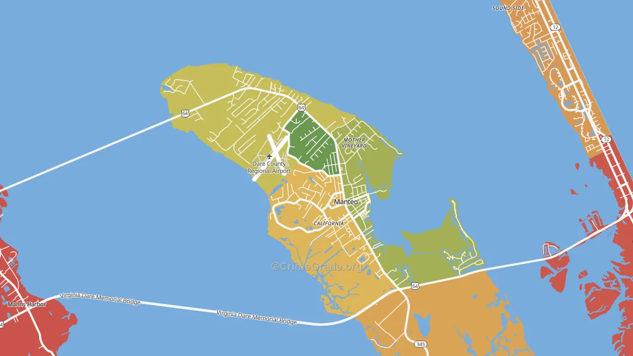 Manteo, NC Map of Assault Rates