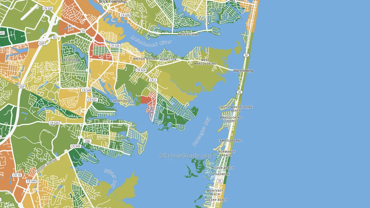 Mantoloking, NJ Map of Assault Rates