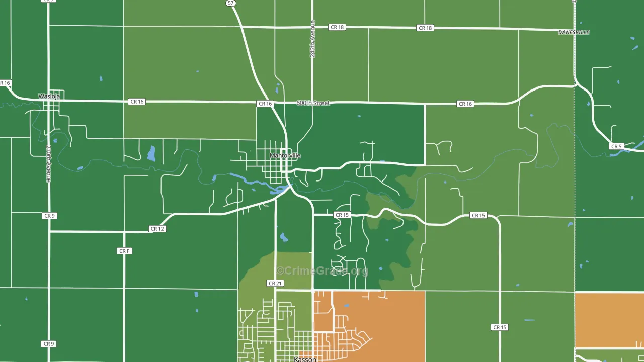 Mantorville, MN Map of Assault Rates