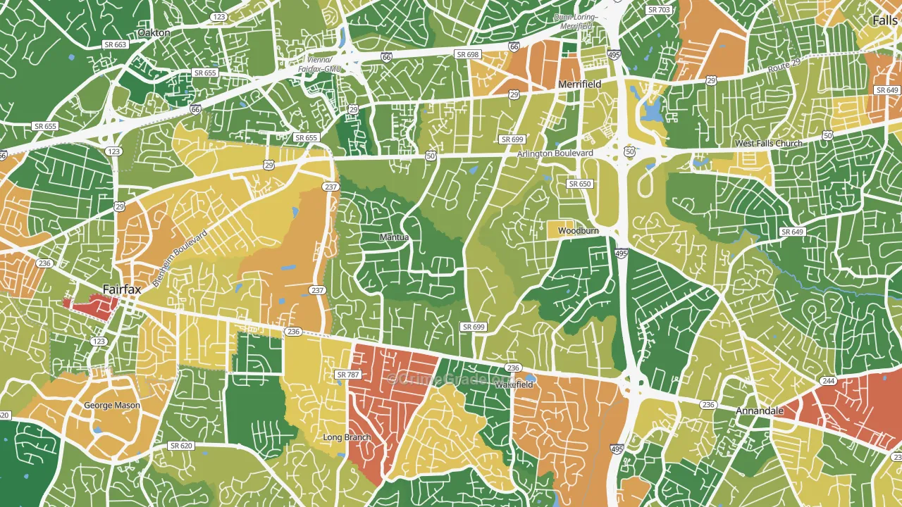 Mantua, Fairfax, VA Map of Assault Rates