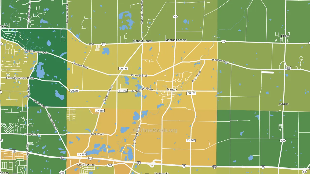 Mantua, OH Map of Assault Rates