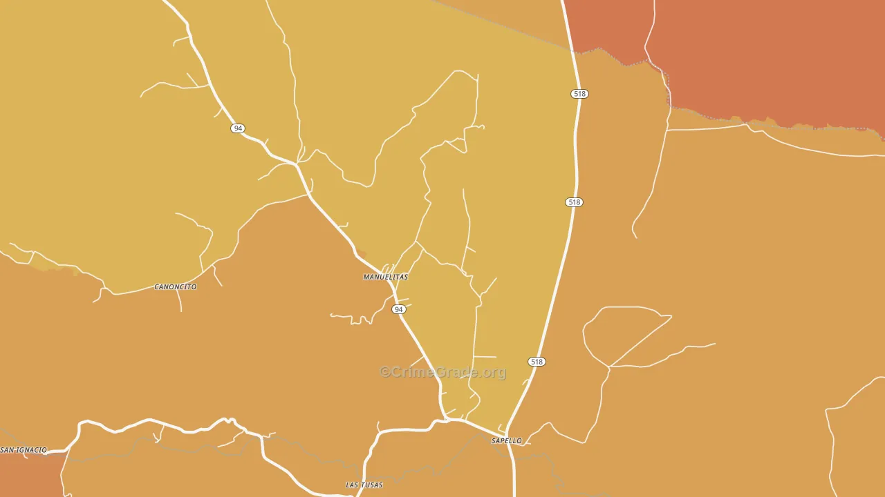 Manuelitas, NM Map of Assault Rates