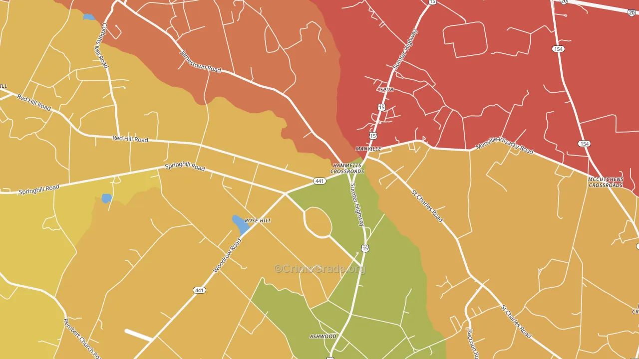 Manville, SC Map of Assault Rates