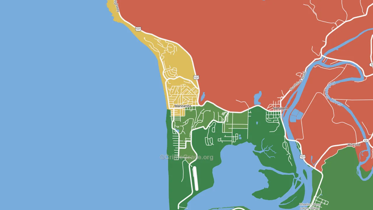 Manzanita, OR Map of Assault Rates