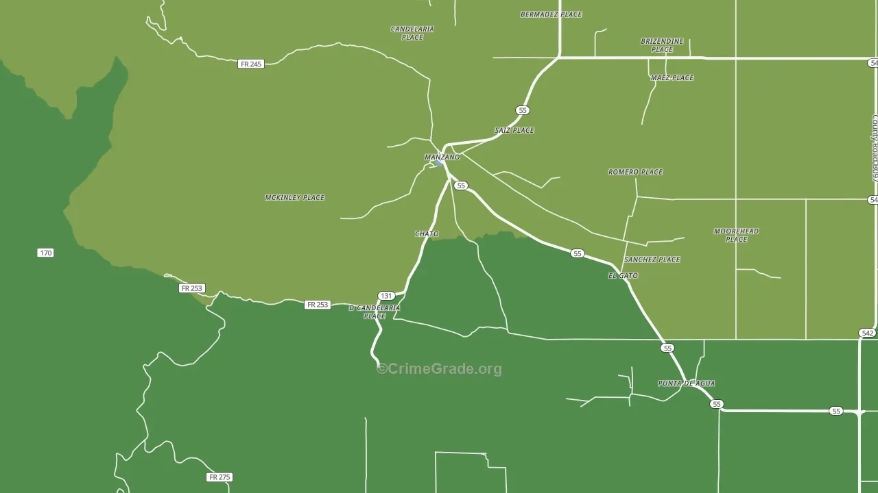 Manzano, NM Map of Assault Rates