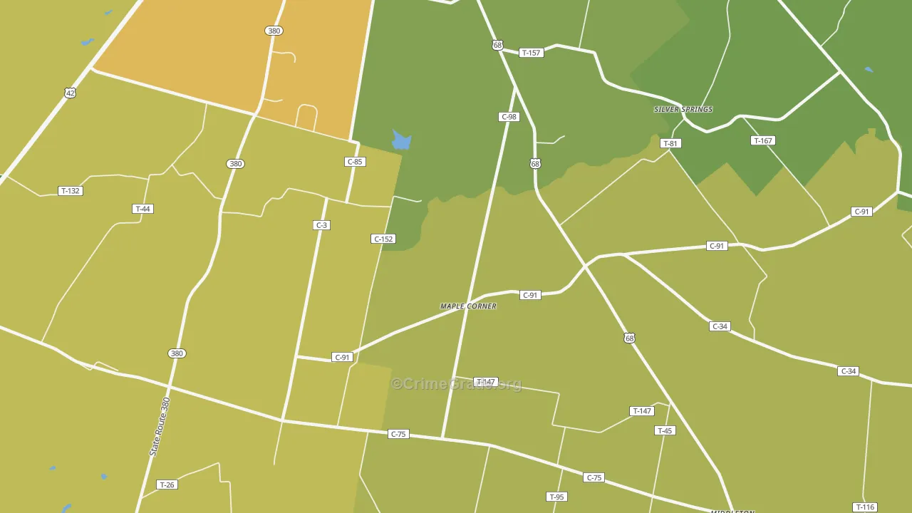 Maple Corner, OH Map of Assault Rates