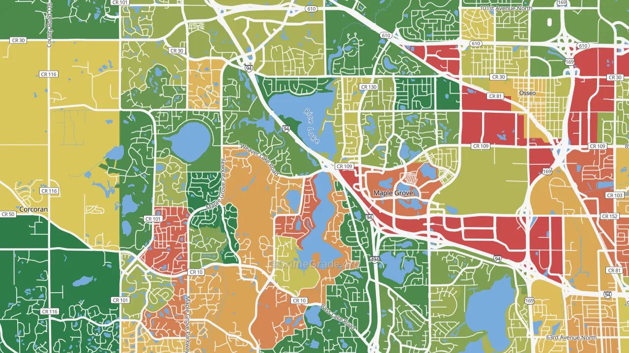 Maple Grove, MN Map of Assault Rates